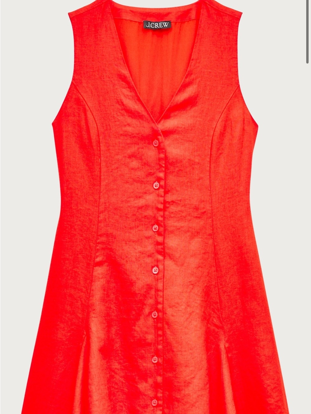 NWT J. Crew Linen V-Neck Button-Front Dress - Red